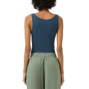 Camiseta sin mangas de cuello redondo de jersey de algodón mujer QS image-5