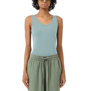 Camiseta sin mangas de cuello redondo de jersey de algodón mujer QS image-2