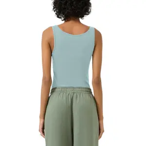 Camiseta sin mangas de cuello redondo de jersey de algodón mujer QS image-5