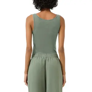 Camiseta sin mangas de cuello redondo de jersey de algodón mujer QS image-5