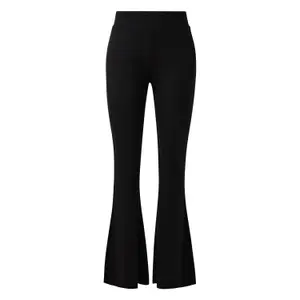 Women's Mid-Rise Flared Corduroy Jersey Trousers QS image-0