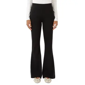 Women's Mid-Rise Flared Corduroy Jersey Trousers QS image-2