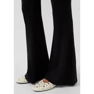 Women's Mid-Rise Flared Corduroy Jersey Trousers QS image-3