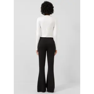 Women's Mid-Rise Flared Corduroy Jersey Trousers QS image-4