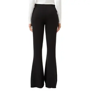 Women's Mid-Rise Flared Corduroy Jersey Trousers QS image-5