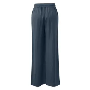 Elasticated Waist Wide Leg Linen Blend Trousers Women's QS image-1