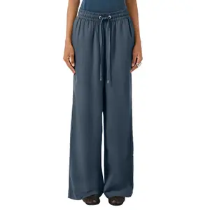 Elasticated Waist Wide Leg Linen Blend Trousers Women's QS image-2