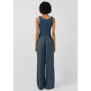 Elasticated Waist Wide Leg Linen Blend Trousers Women's QS image-4