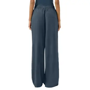 Elasticated Waist Wide Leg Linen Blend Trousers Women's QS image-5