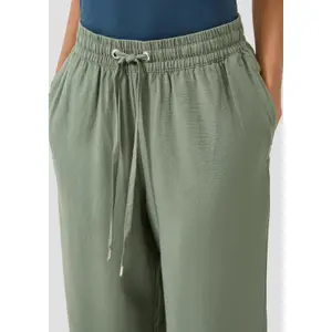 Elastic Waist Mixed Linen Wide Leg Trousers for Women QS image-3