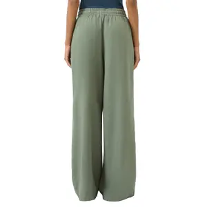 Elastic Waist Mixed Linen Wide Leg Trousers for Women QS image-5