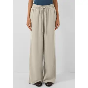 Elastic Waist Mixed Linen Wide Leg Trousers for Women QS image-6