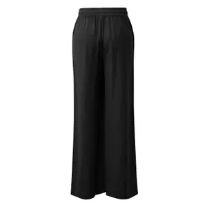 Elastic Waist Mixed Linen Wide Leg Trousers for Women QS image-1