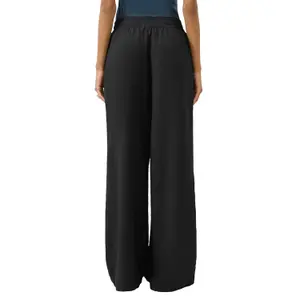 Elastic Waist Mixed Linen Wide Leg Trousers for Women QS image-5