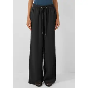 Elastic Waist Mixed Linen Wide Leg Trousers for Women QS image-6