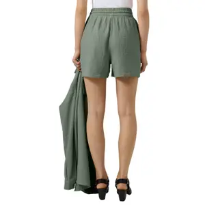 Lace Detail Elastic Waist Short For Women QS image-5