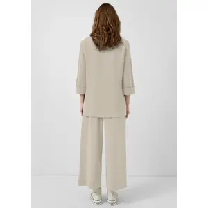 Regular Fit Interlock Blazer with Cuffed Sleeves for Women QS image-4