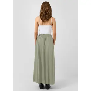 Women's Flared Long Flowing Skirt with Ruffles QS image-4