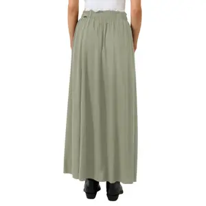 Women's Flared Long Flowing Skirt with Ruffles QS image-5