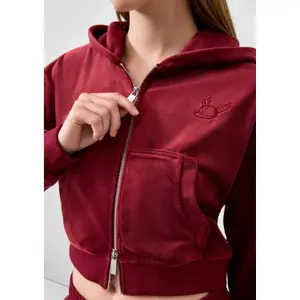 Women's Cropped Hoodie with Kangaroo Pocket QS image-3