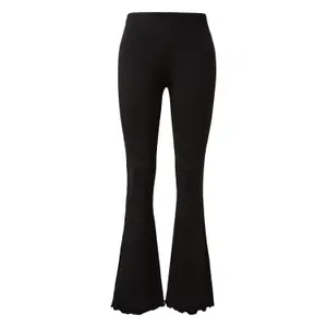 Women's Flared Jersey Trousers with Embroidery and Frayed Hem QS image-0