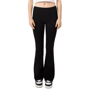Women's Flared Jersey Trousers with Embroidery and Frayed Hem QS image-2