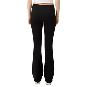 Women's Flared Jersey Trousers with Embroidery and Frayed Hem QS image-5
