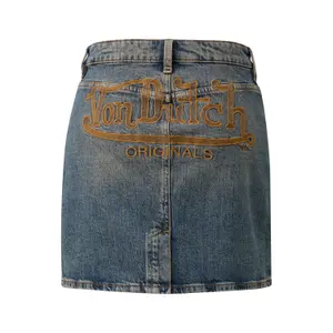 Women's Slim Denim Mini Skirt with Embroidery QS image-1
