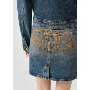 Women's Slim Denim Mini Skirt with Embroidery QS image-3
