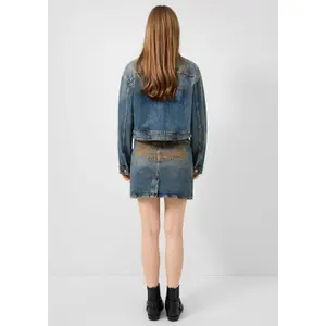 Women's Slim Denim Mini Skirt with Embroidery QS image-4