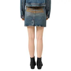 Women's Slim Denim Mini Skirt with Embroidery QS image-5