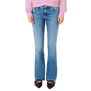 Modern Mid-Rise Bootcut Jeans for Women QS image-2