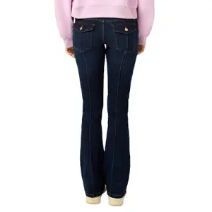 Casual Trendy Bootcut Jeans for Women QS image-5