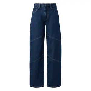 High-Waisted Barrel Jeans with Decorative Cutouts Women's QS image-0