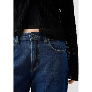 High-Waisted Barrel Jeans with Decorative Cutouts Women's QS image-3