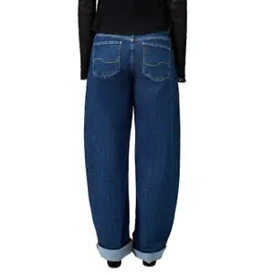 High-Waisted Barrel Jeans with Decorative Cutouts Women's QS image-5