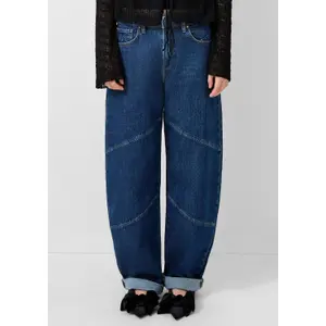 High-Waisted Barrel Jeans with Decorative Cutouts Women's QS image-6