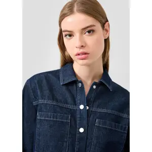 Women’s Denim Overshirt with Patch Pockets QS image-3