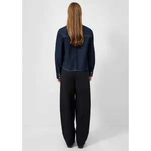 Women’s Denim Overshirt with Patch Pockets QS image-4