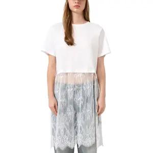 Women's Shirt Dress with Lace Skirt QS image-2