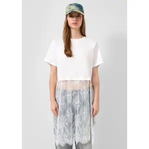 Women's Shirt Dress with Lace Skirt QS image-6