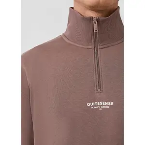 Zip Neck Sweatshirt with Original Print QS image-3