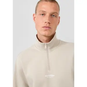 Zip Neck Sweatshirt with Original Print QS image-3