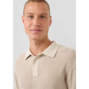 Textured Knit Polo Sweater QS Regular Fit image-3