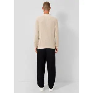 Textured Knit Polo Sweater QS Regular Fit image-4