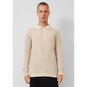 Textured Knit Polo Sweater QS Regular Fit image-6