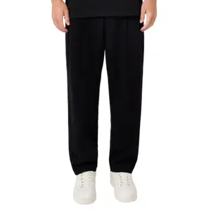 Straight Pleated Trousers in Washed Fabric QS image-2