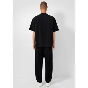 Straight Pleated Trousers in Washed Fabric QS image-4