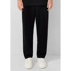 Straight Pleated Trousers in Washed Fabric QS image-6