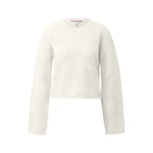 Heart Pattern Open Knit Jumper Women QS Loose Fit image-0